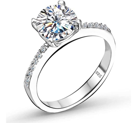 Anillo solitario de plata de ley 925